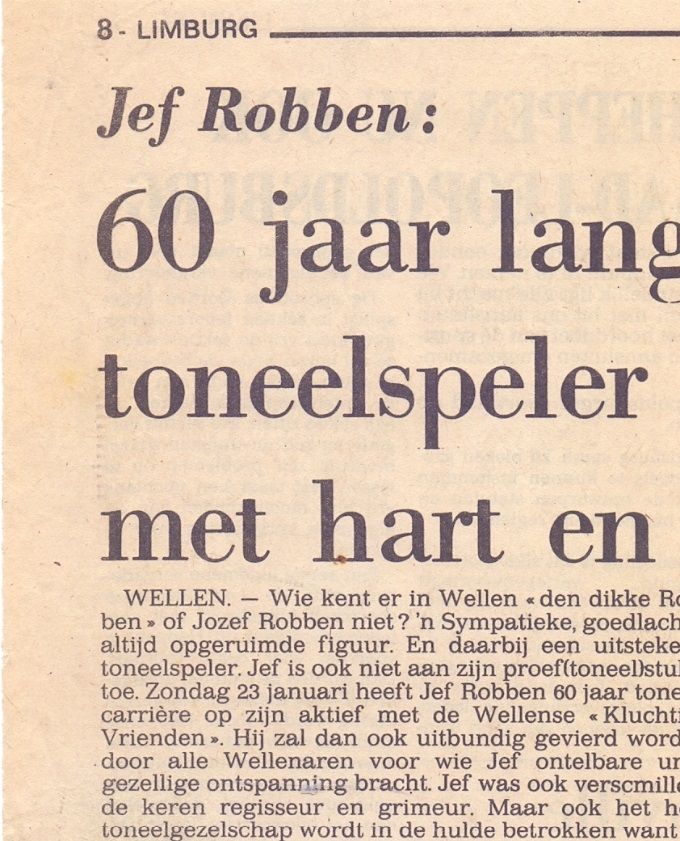 Jef Robben 60 jaar toneelspeler